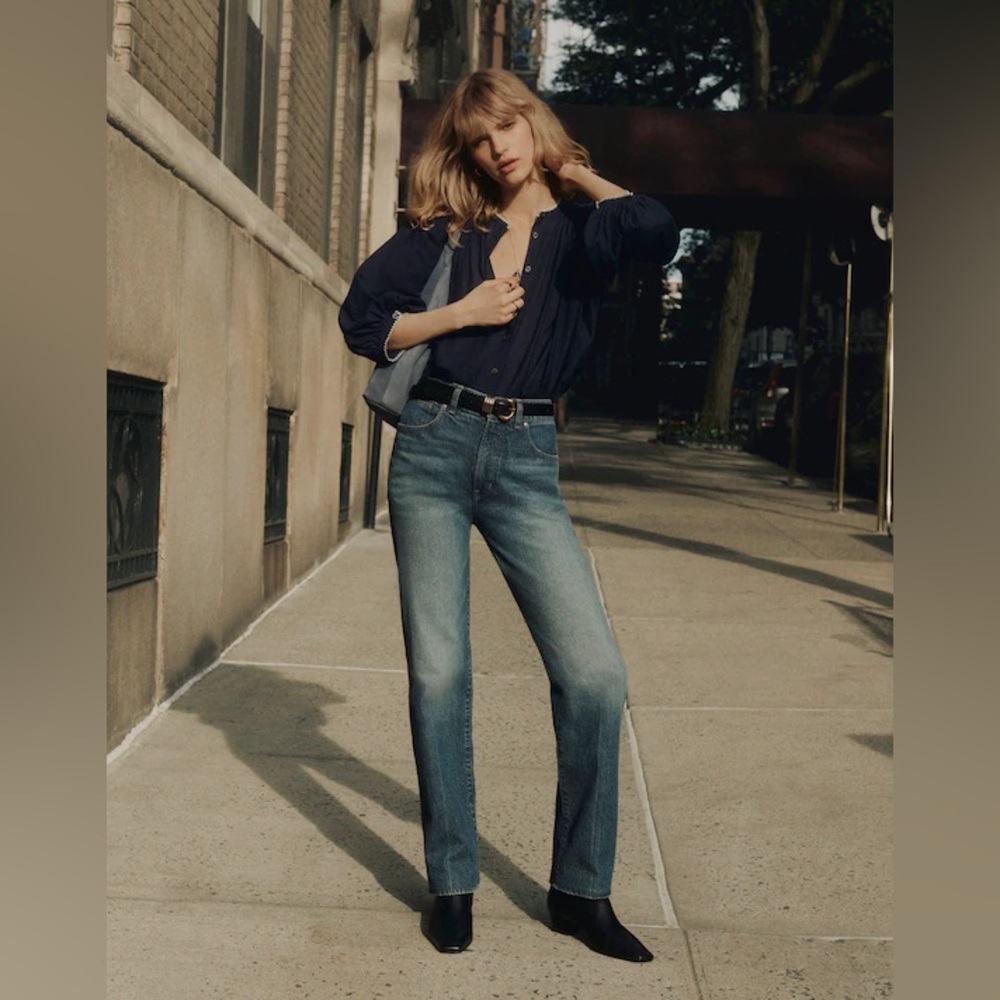 Madewell The Petite Longline Straight Jean Greendale Wash Size 27P